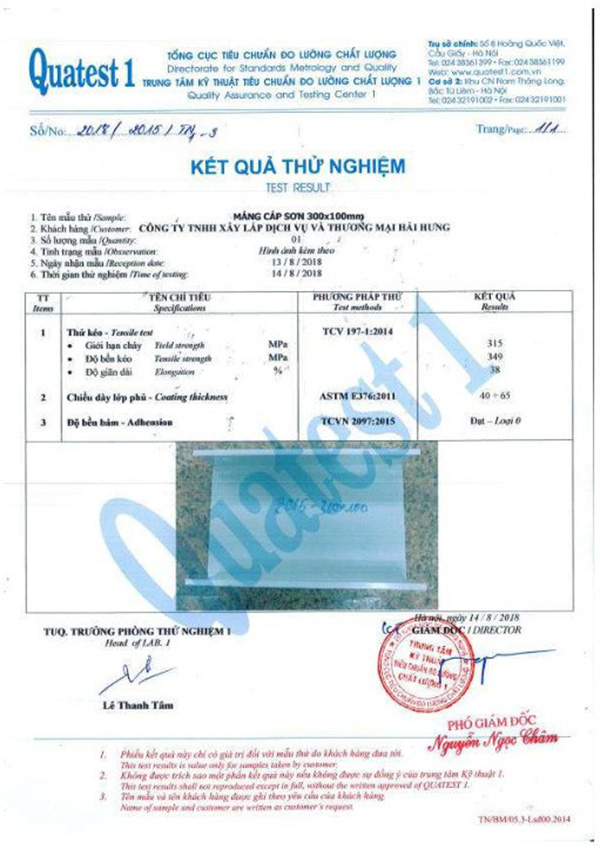 Test máng cáp sơn tĩnh điện