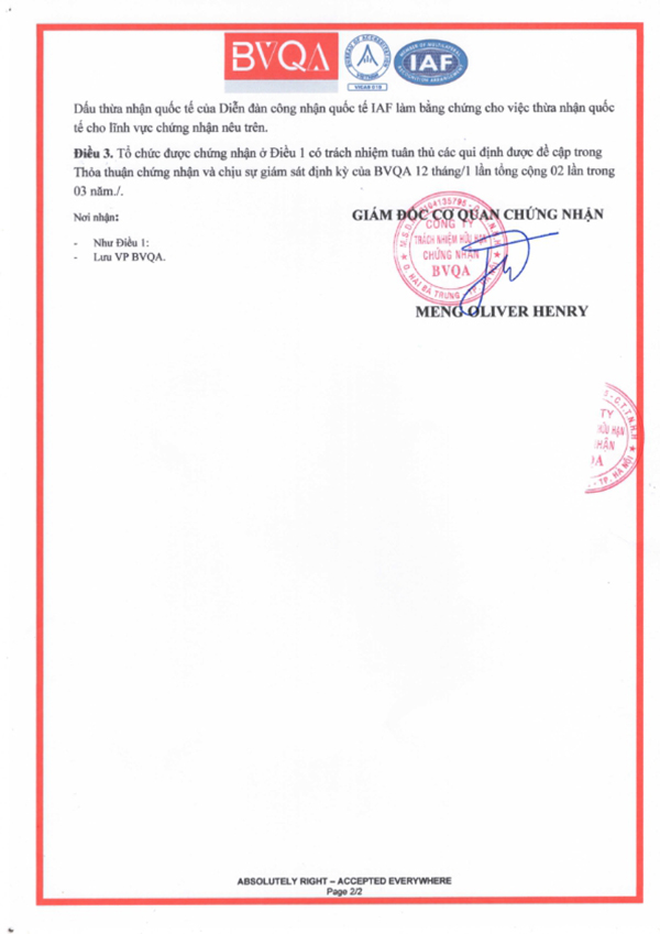 Chứng nhận ISO