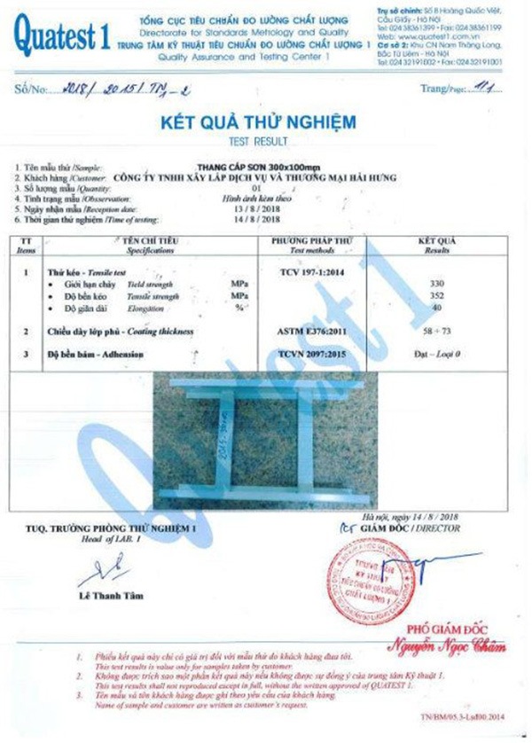 test thang cáp sơn tĩnh điện